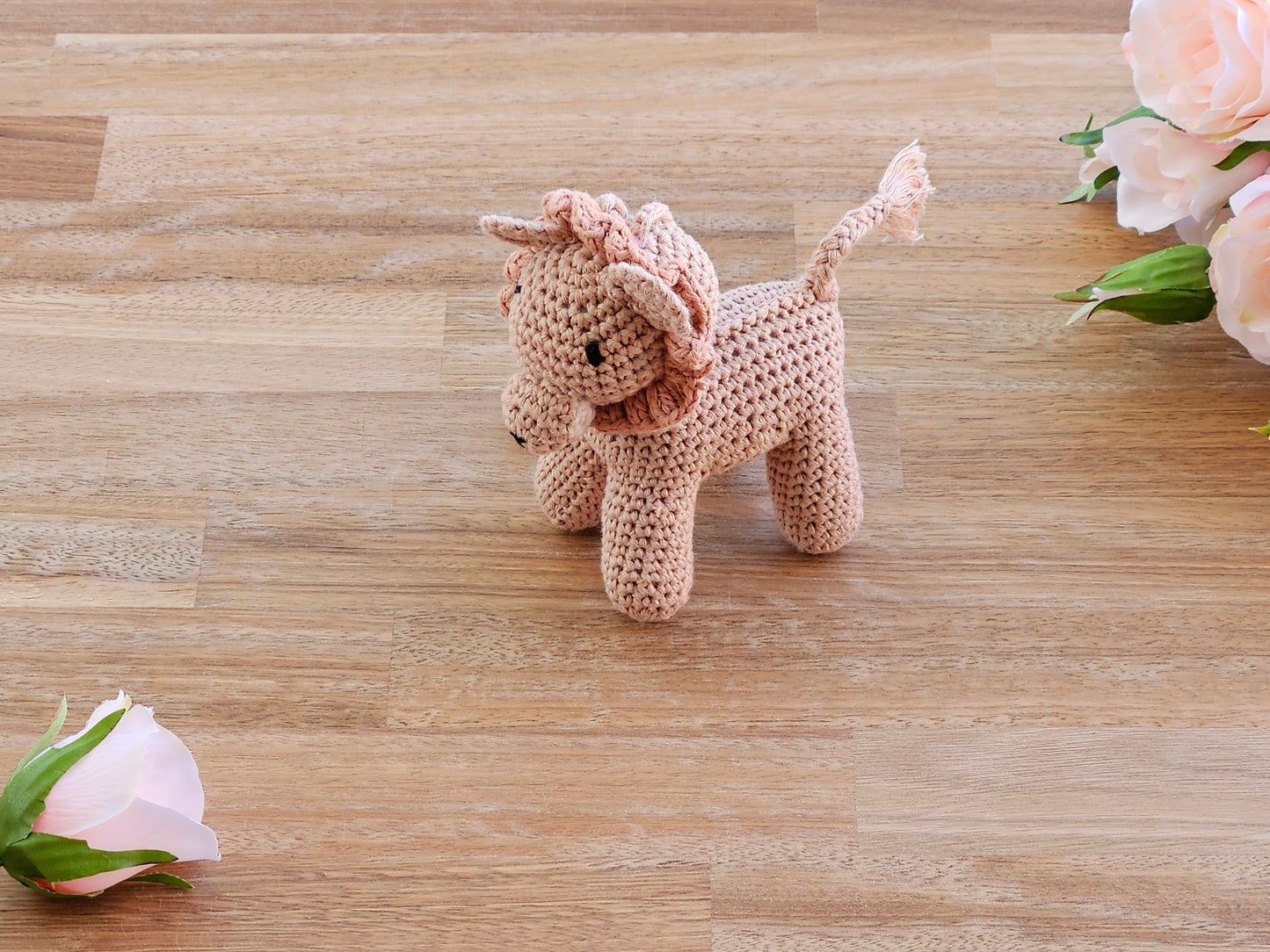 Crochet brown lion  hanging toy