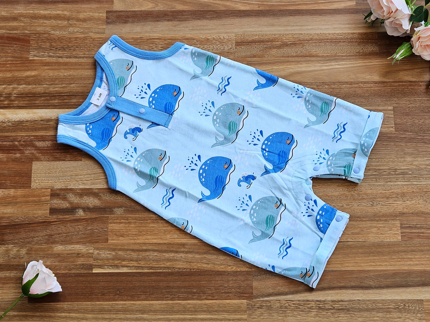 Blue whale romper front