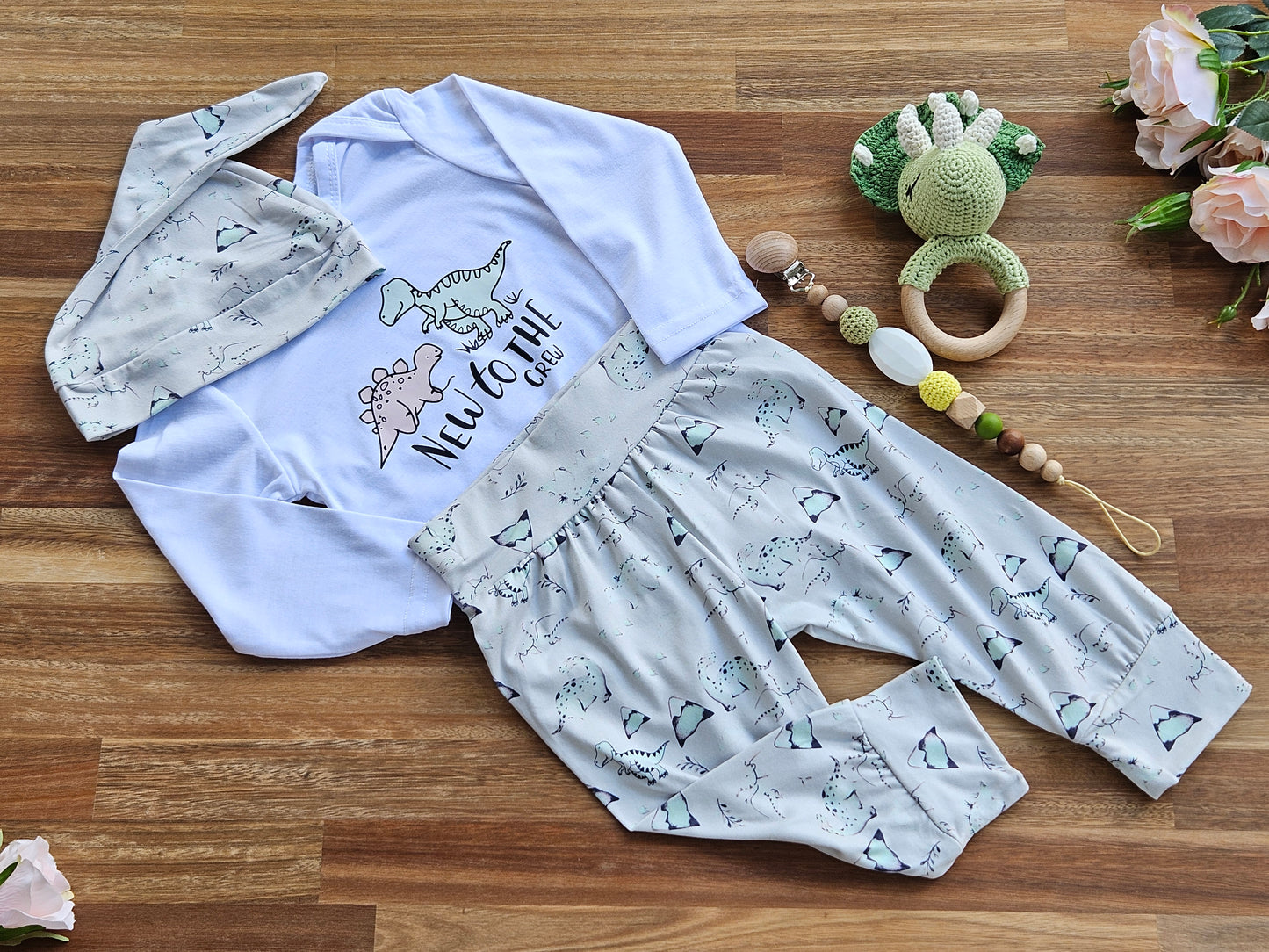 BABY GIFT BOX - 3 Piece Dinosaur romper set