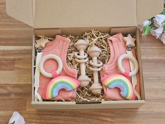 TWIN GIFT BOX - Salmon Romper