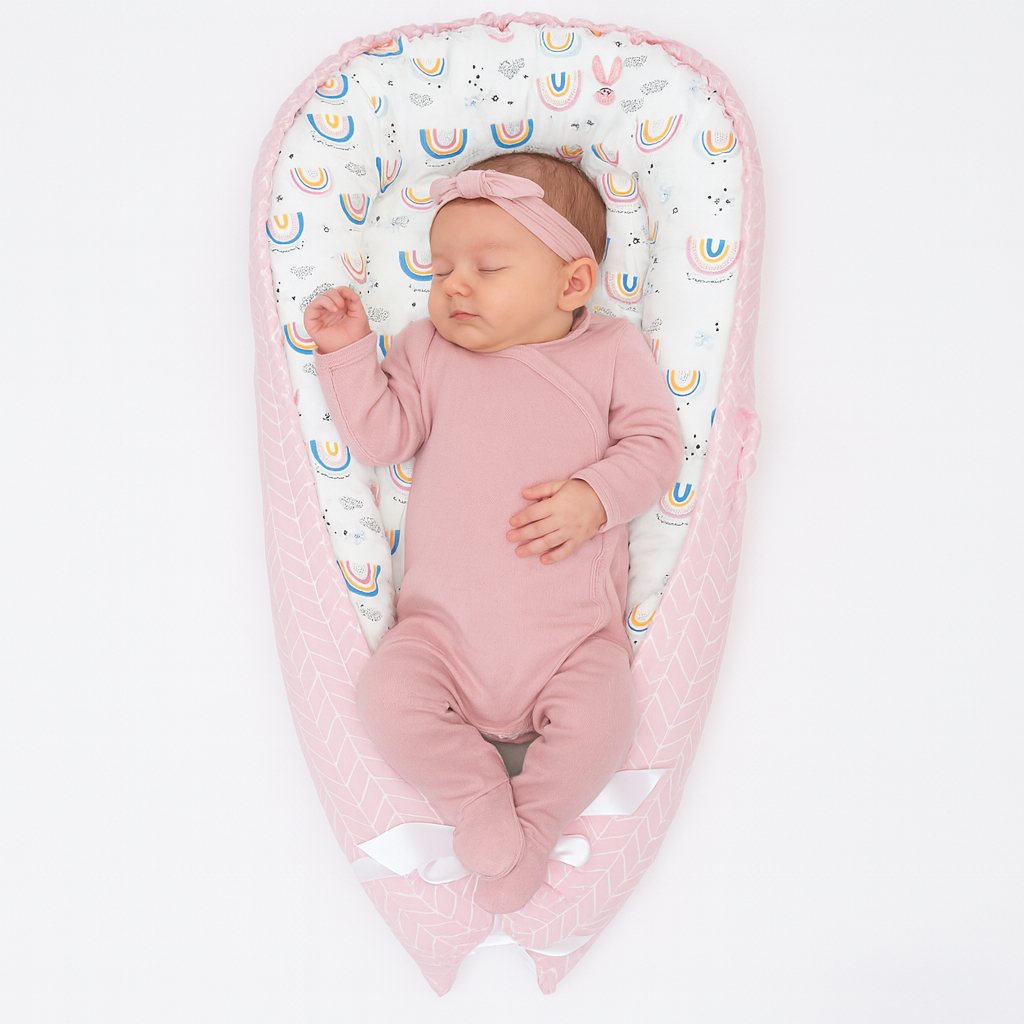Portable Baby Nest  Bed - Pink Rainbow