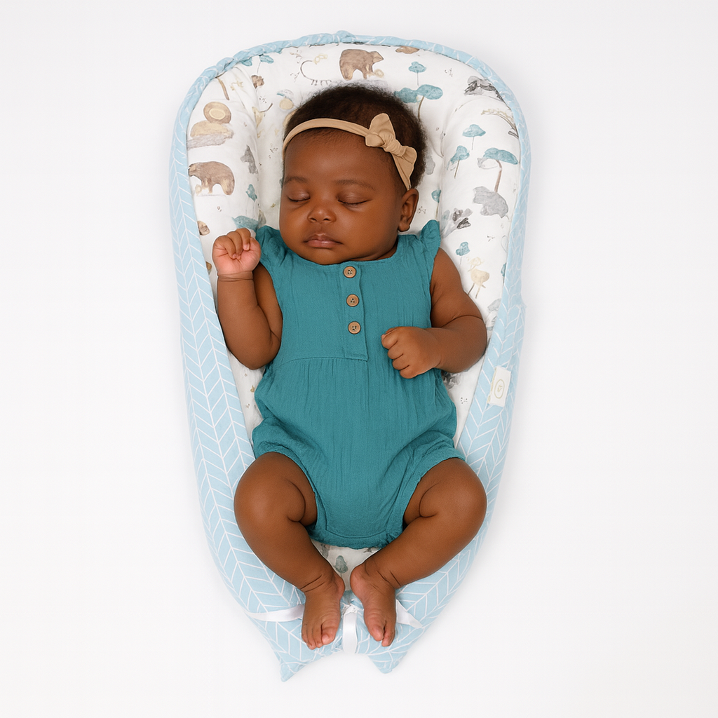 Portable Baby Nest  Bed - Zoo Animals