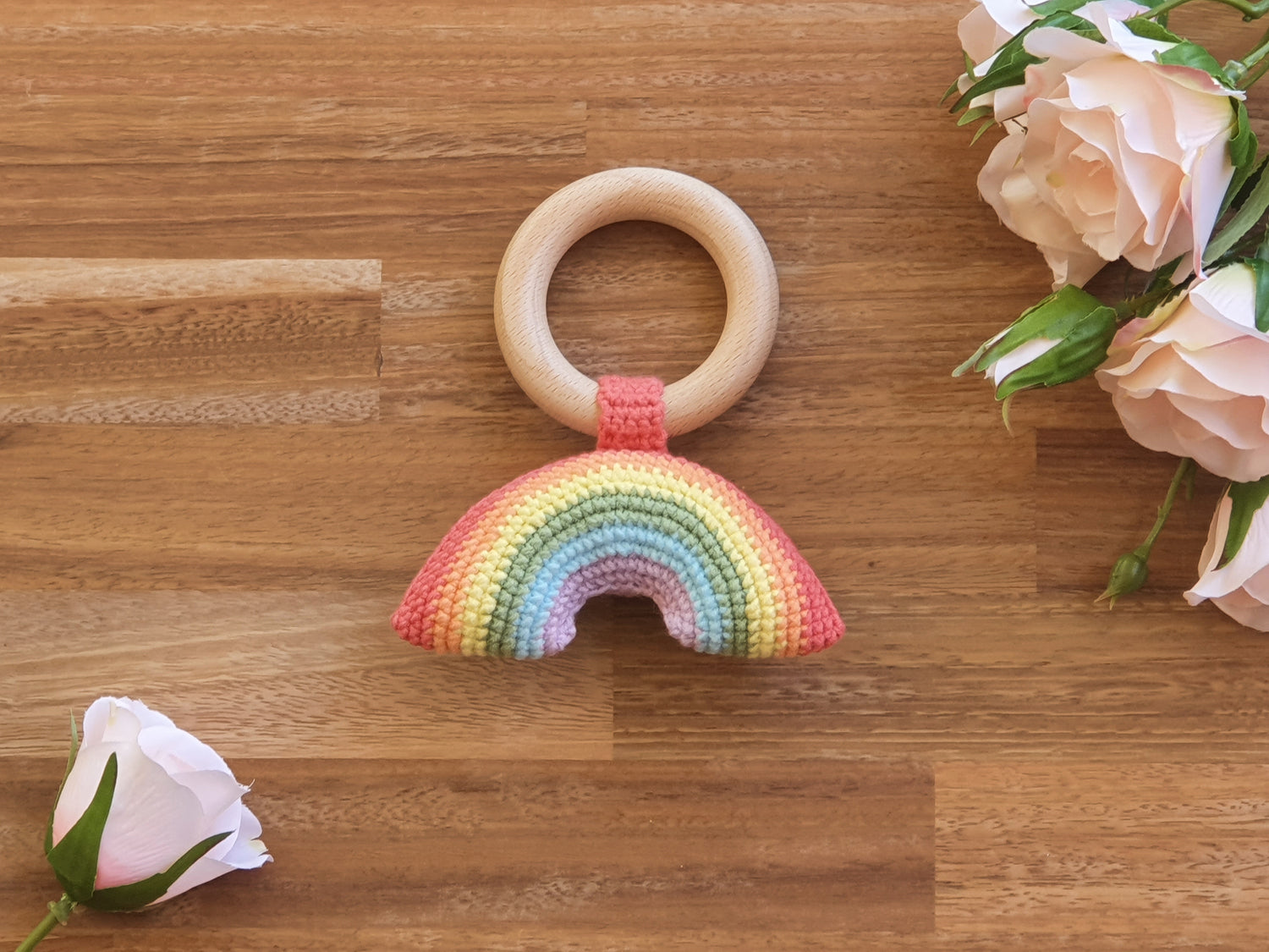 crochet rainbow rattle