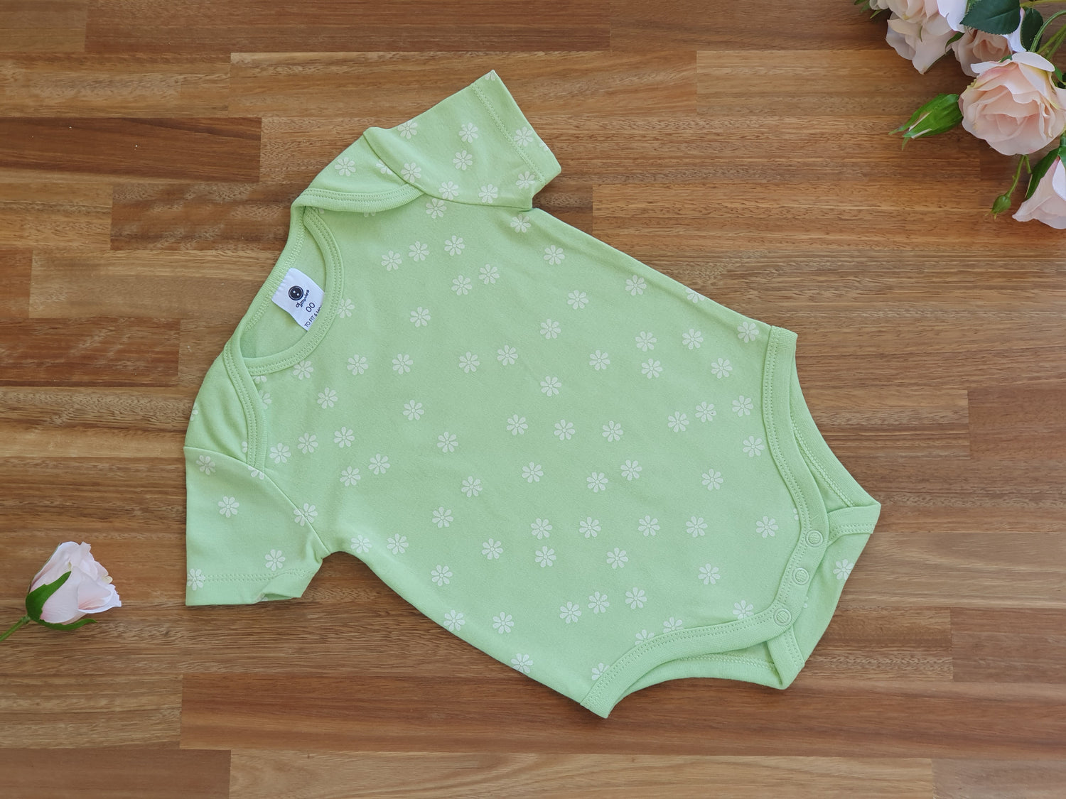 Light green romper with daisy image